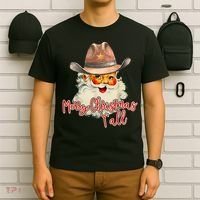 Santa Claus Merry Christmas Y'all Western Country Cowboy T-Shirt thumb 6