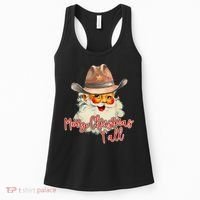 Santa Claus Merry Christmas Y'all Western Country Cowboy Women's Tank Top thumb 0