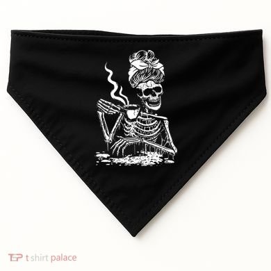 Skeleton Coffee Messy Bun Gift Front Design Funny Gift USA-Made Doggie Bandana