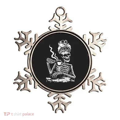 Skeleton Coffee Messy Bun Gift Front Design Funny Gift Ornament