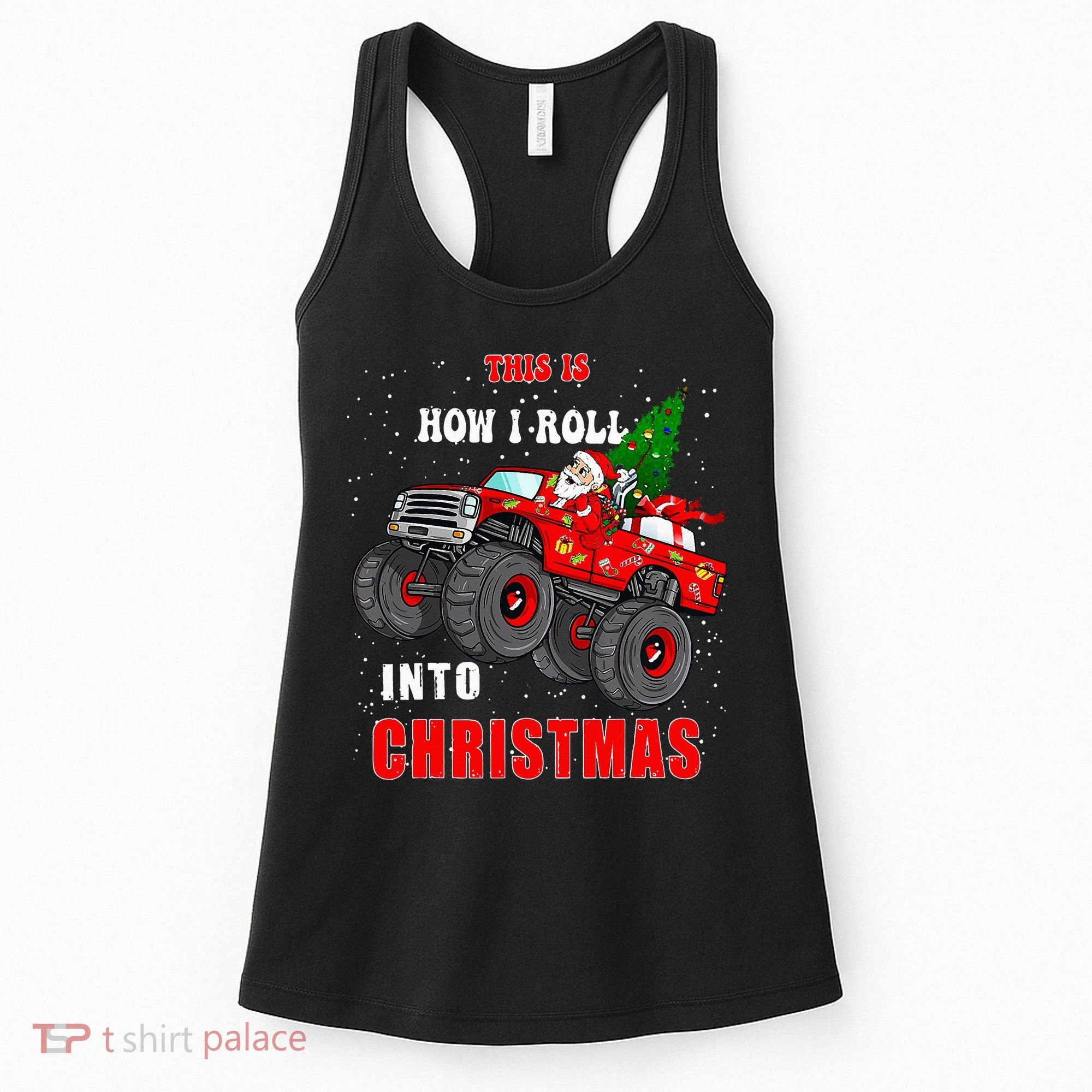 Santa Claus Monster Truck Boy Christmas family matching  Women's Tank Top