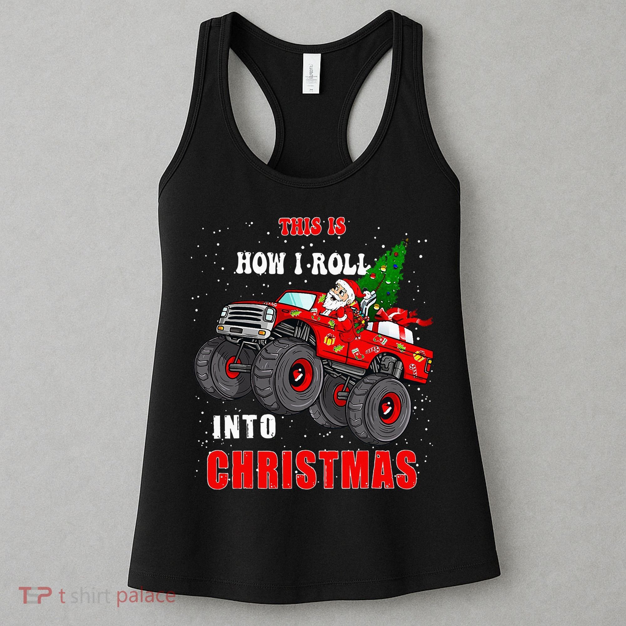 Santa Claus Monster Truck Boy Christmas family matching  Women's Tank Top