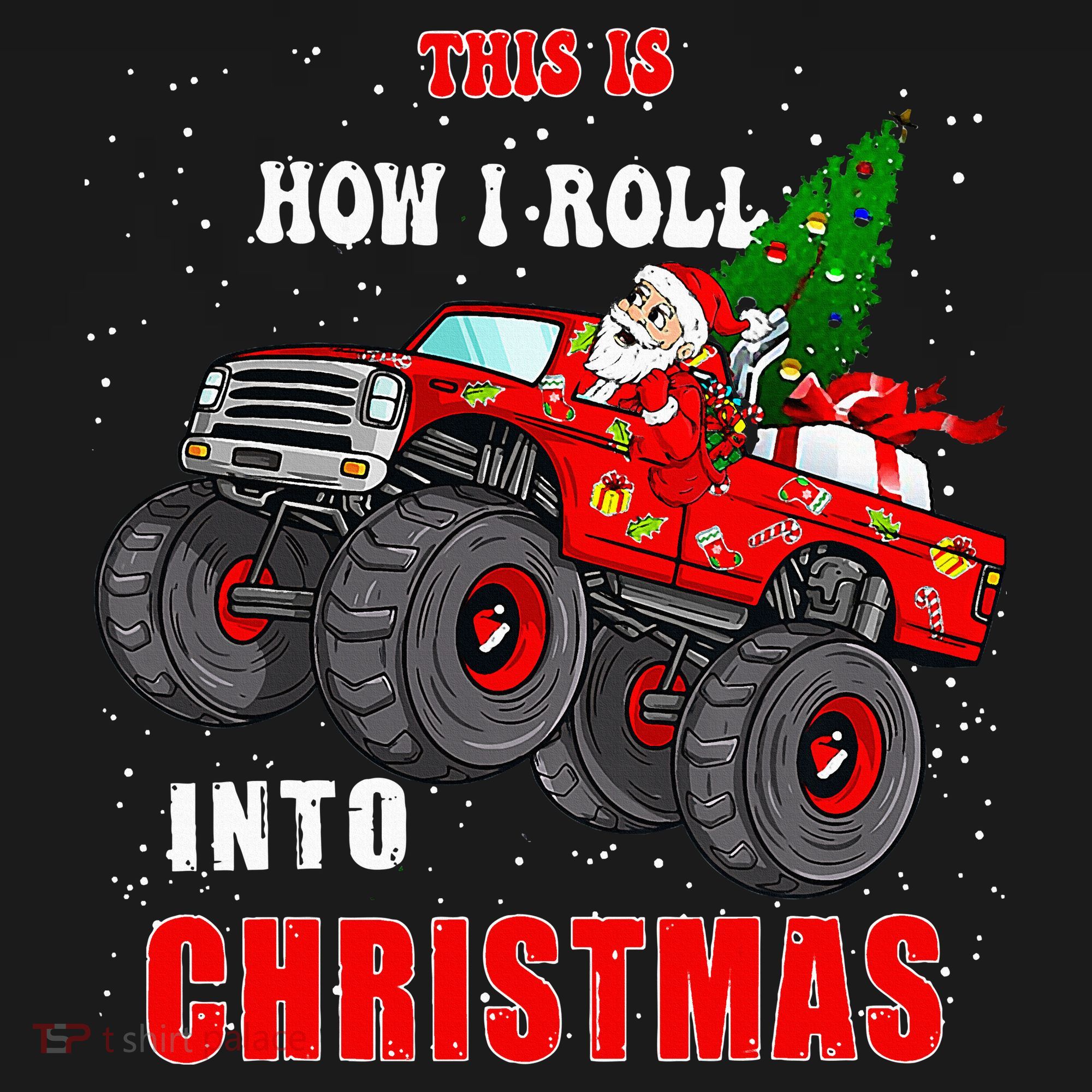 Santa Claus Monster Truck Boy Christmas family matching  Women's Tank Top