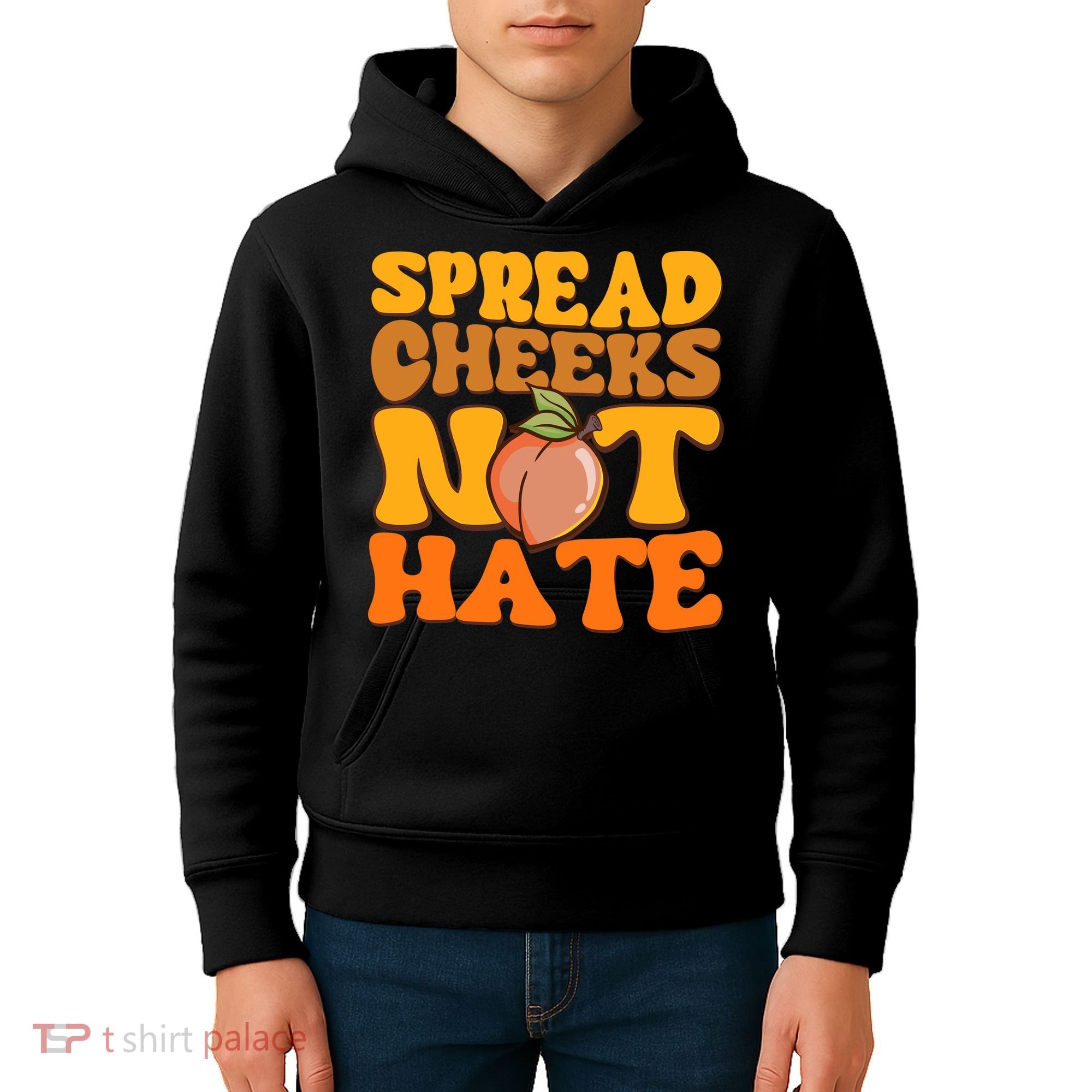 Spread Cheeks Not Hate Fitness Workout Funny Gym Kids Hoodie