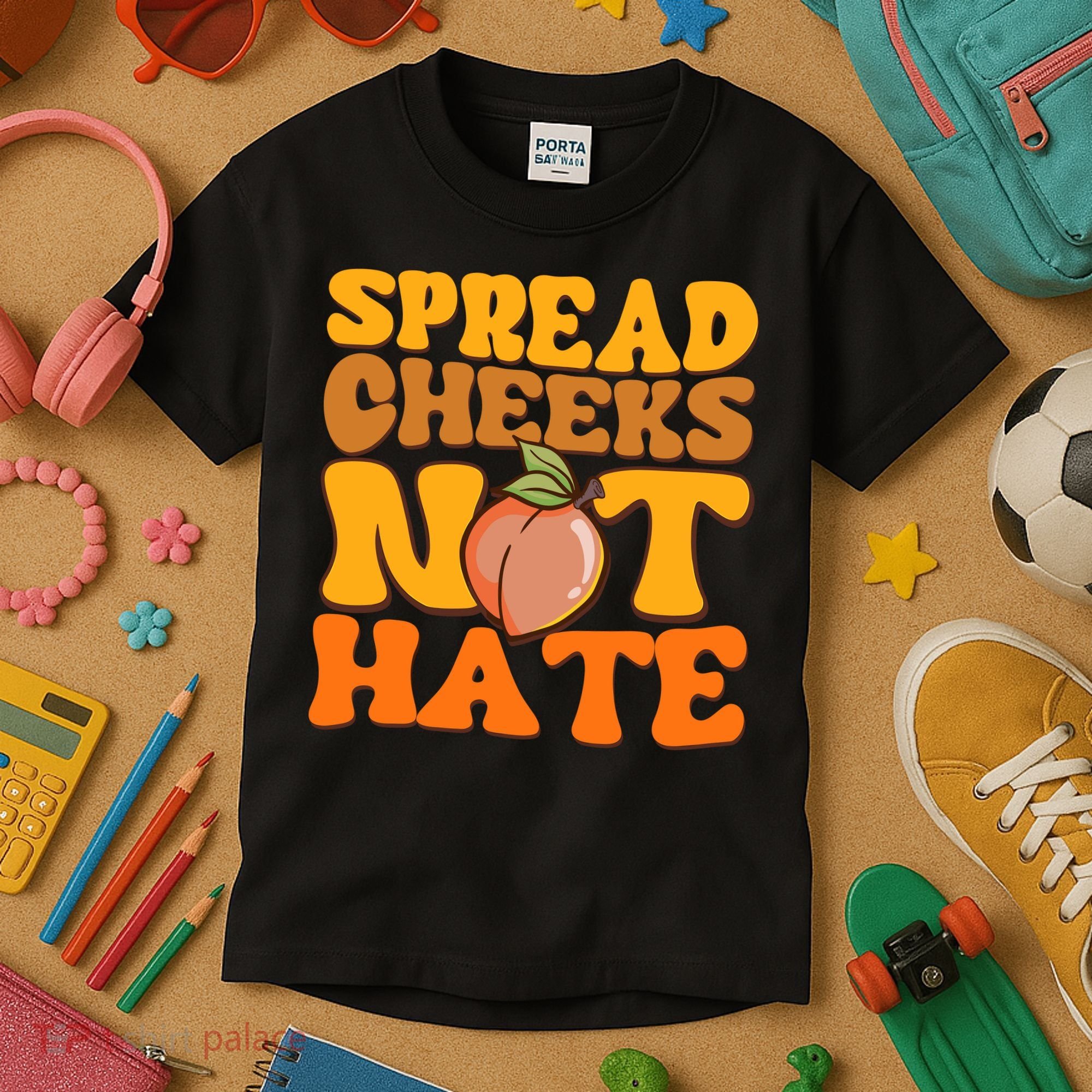 Spread Cheeks Not Hate Fitness Workout Funny Gym Kids T-Shirt