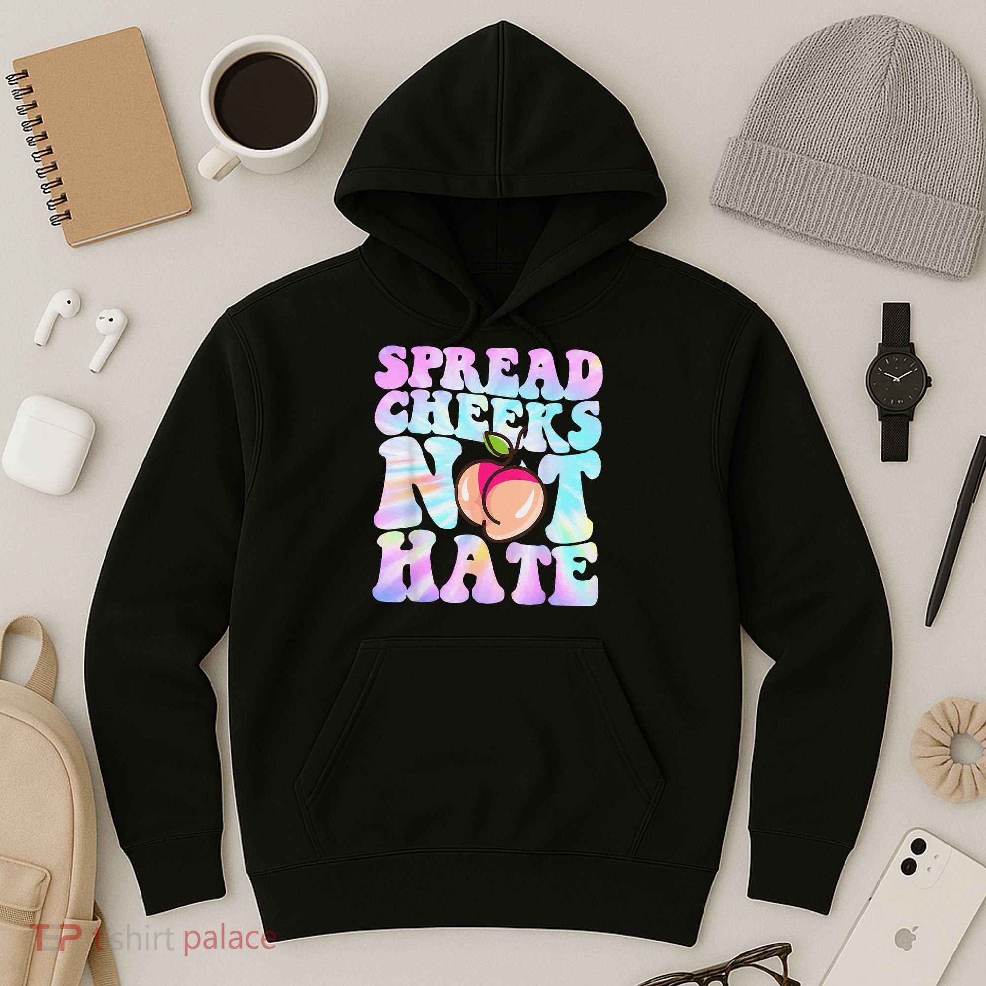 Spread Cheeks Not Hate Fitness Workout Funny Gym Hoodie