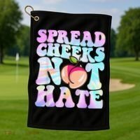 Spread Cheeks Not Hate Fitness Workout Funny Gym Golf Towel thumb 1