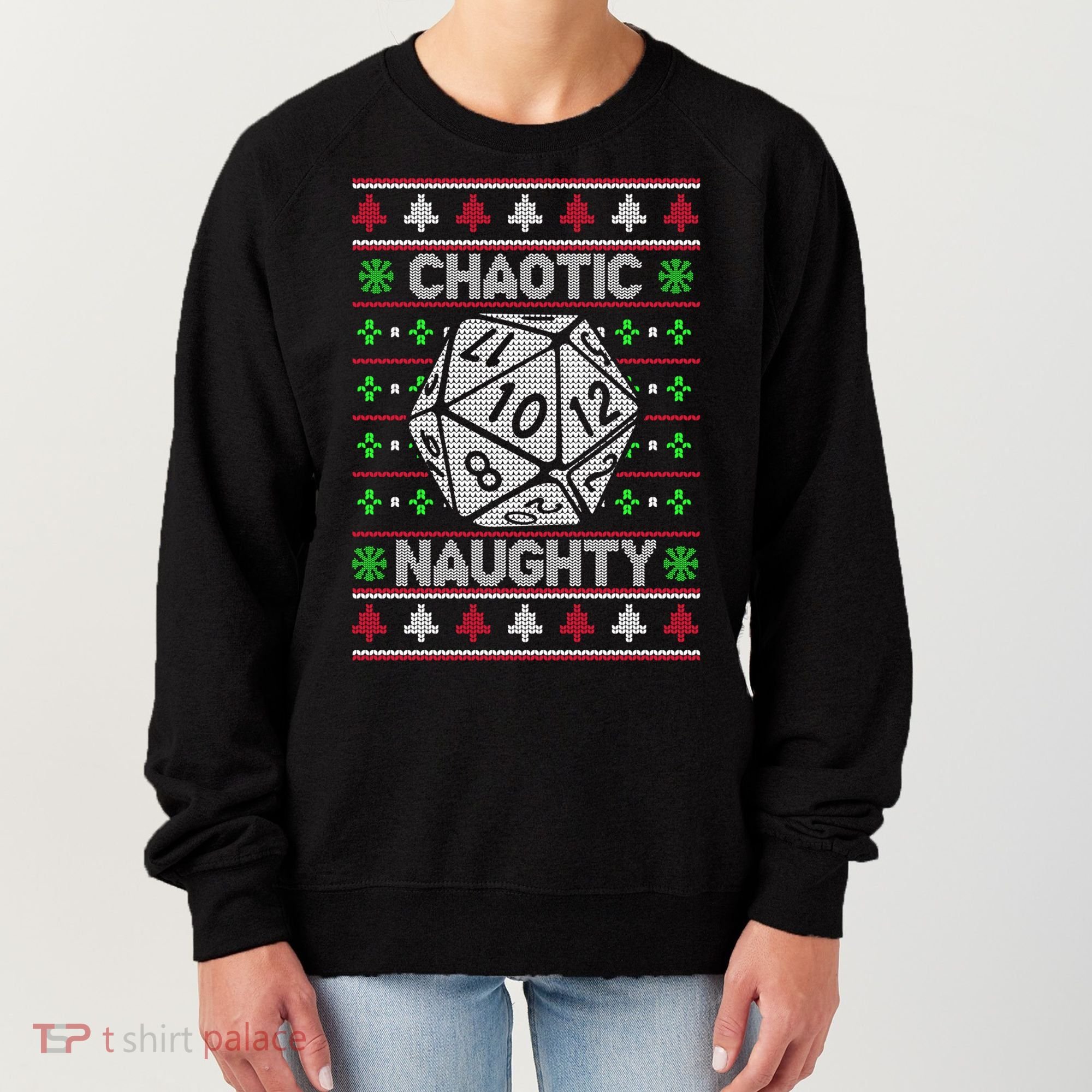 Santa Chaotic Naughty Christmas D20 Ugly Tabletop Sweater Great Gift Women's Sweatshirt