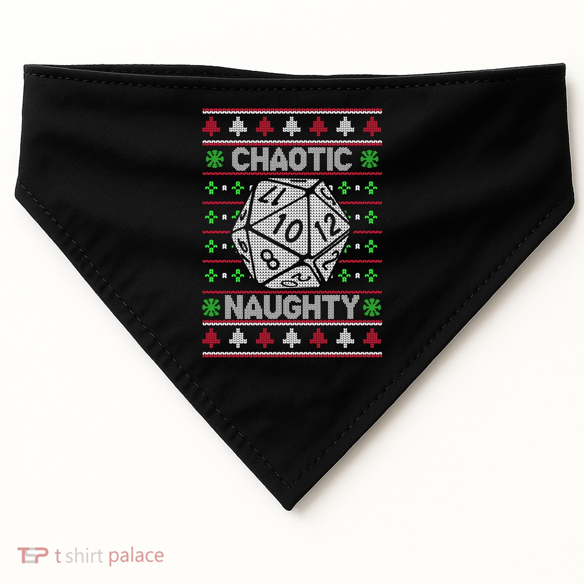 Santa Chaotic Naughty Christmas D20 Ugly Tabletop Sweater Great Gift USA-Made Doggie Bandana