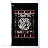 Santa Chaotic Naughty Christmas D20 Ugly Tabletop Sweater Great Gift Golf Towel thumb 0