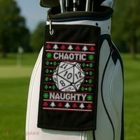 Santa Chaotic Naughty Christmas D20 Ugly Tabletop Sweater Great Gift Golf Towel thumb 2