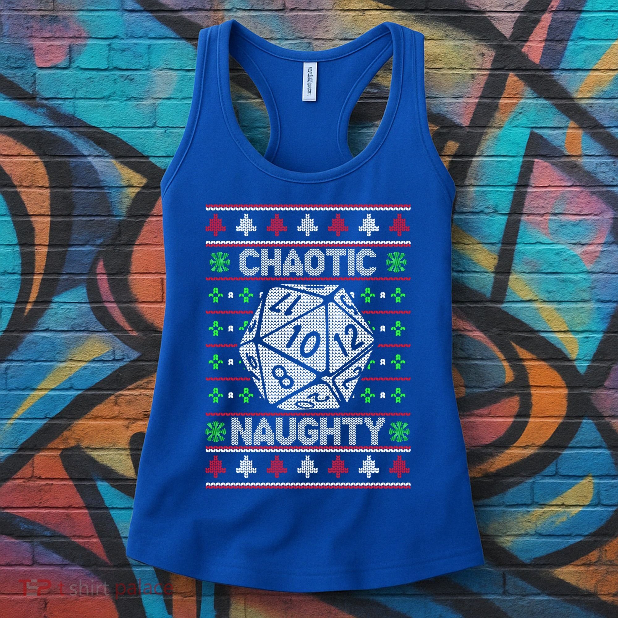 Santa Chaotic Naughty Christmas D20 Ugly Tabletop Sweater Great Gift Women's Tank Top