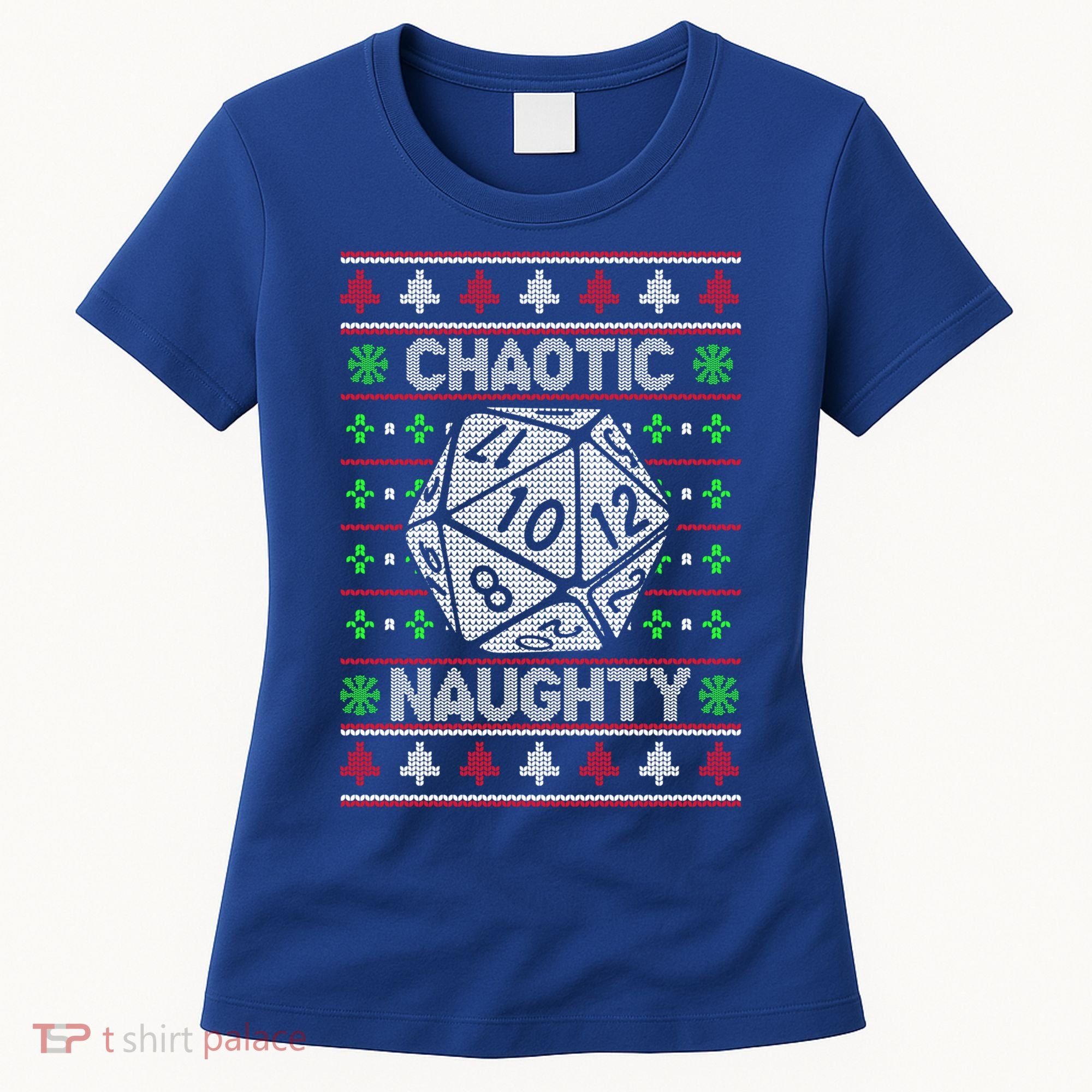 Santa Chaotic Naughty Christmas D20 Ugly Tabletop Sweater Great Gift Women's T-Shirt