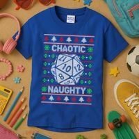 Santa Chaotic Naughty Christmas D20 Ugly Tabletop Sweater Great Gift Kids T-Shirt thumb 3