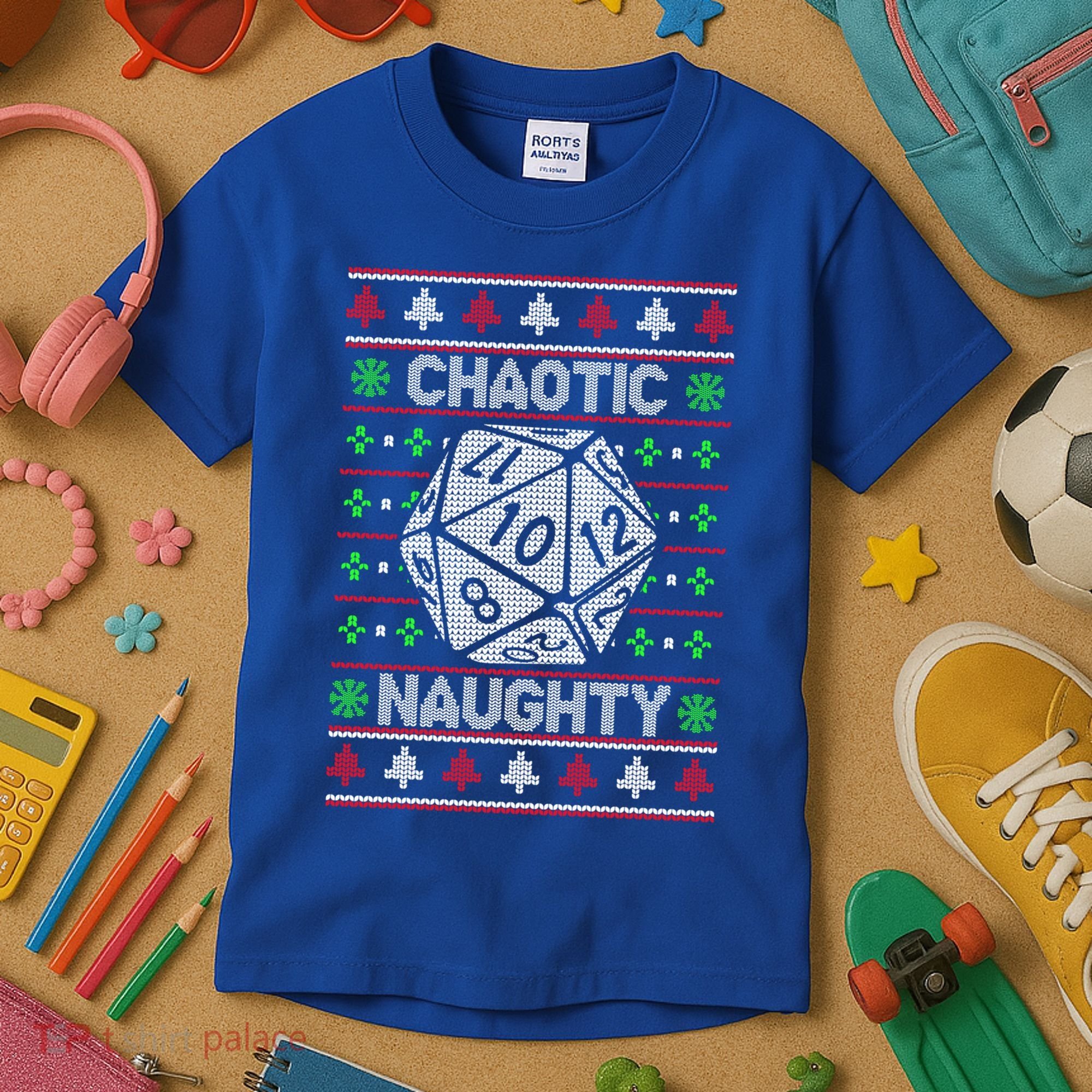 Santa Chaotic Naughty Christmas D20 Ugly Tabletop Sweater Great Gift Kids T-Shirt