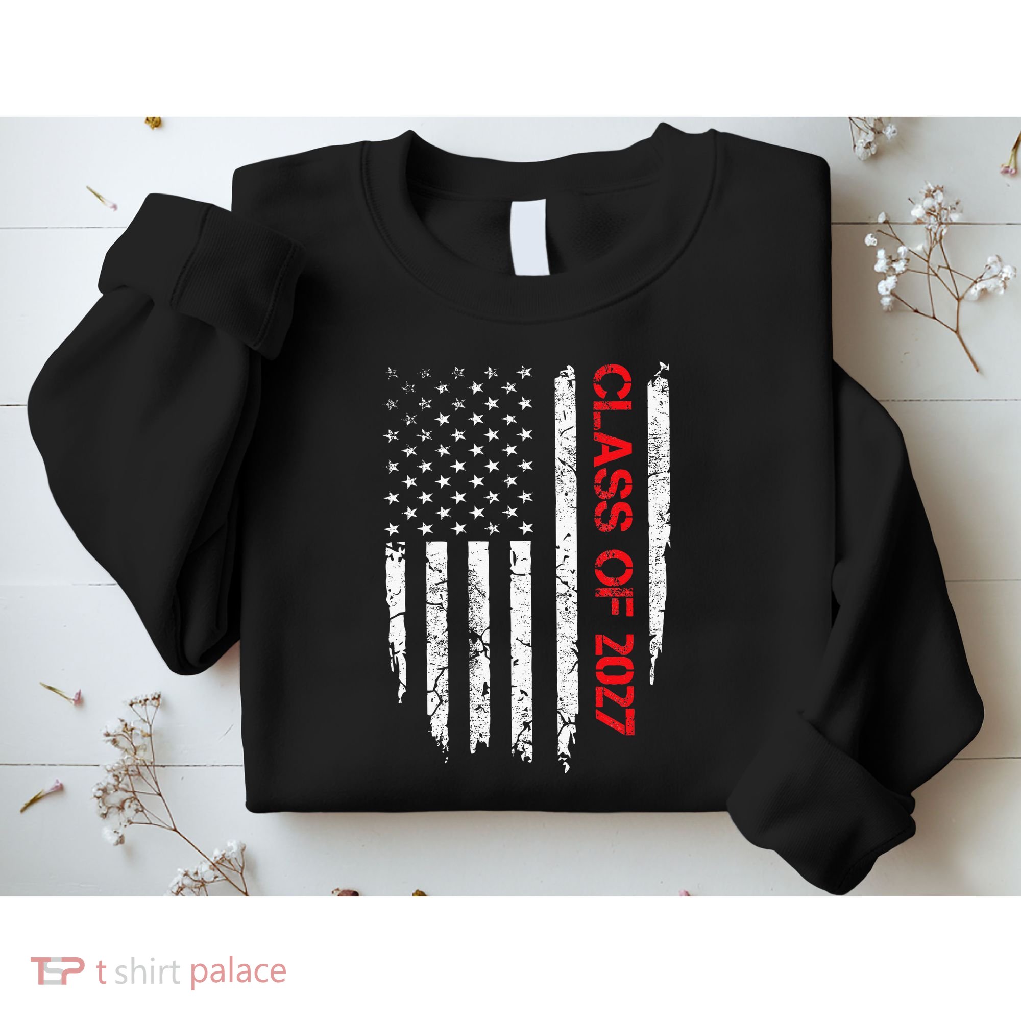 Senior Class Of 2027 Graduation Patriotic American Flag Sweatshirt