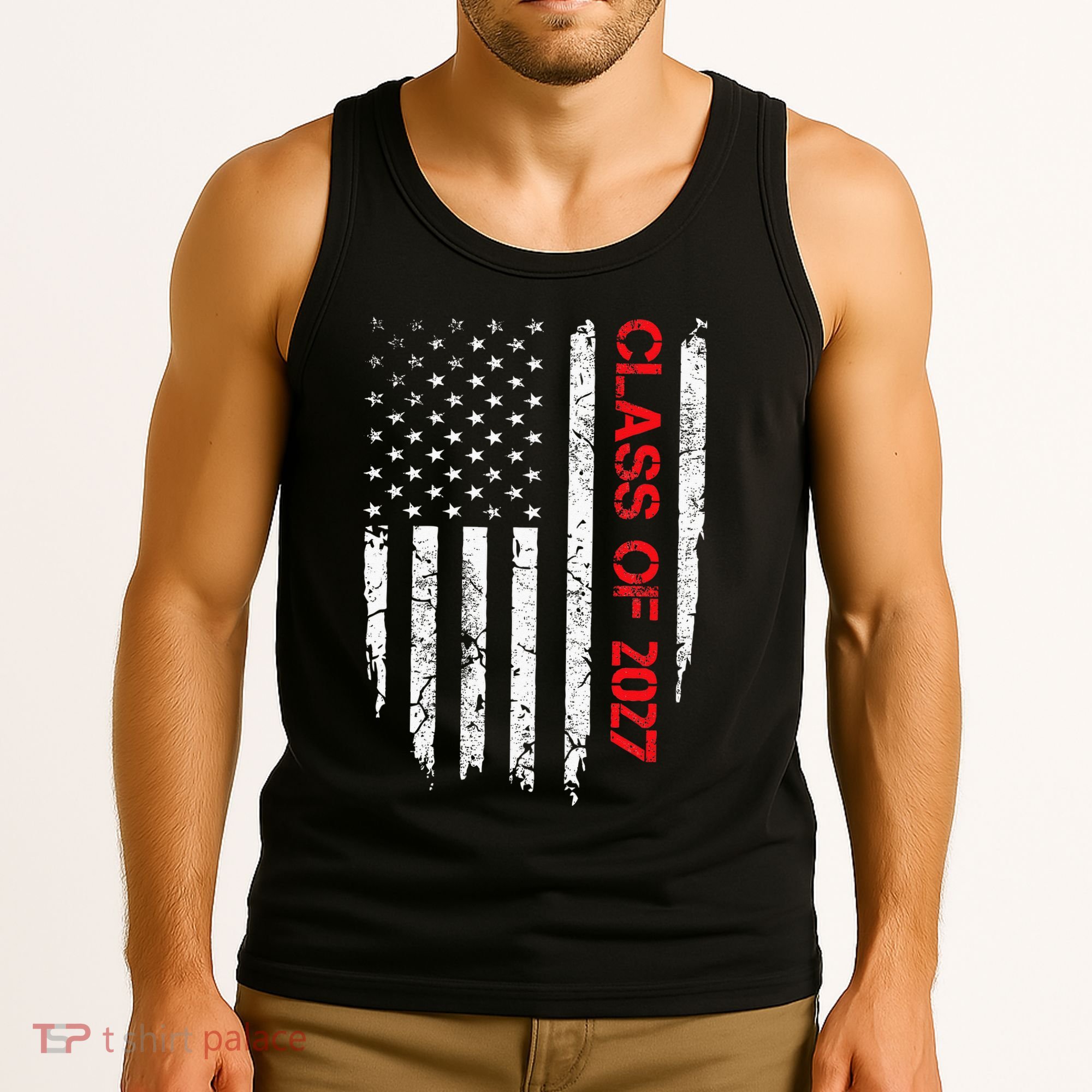 Senior Class Of 2027 Graduation Patriotic American Flag Tank Top