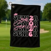 Senior Class Of 2026 Coquette Bow Graduation 26  Golf Towel thumb 1