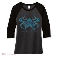 Sea Creature Octopus Aquarium Diving Gift Octopus Women's Tri-Blend 3/4-Sleeve Raglan Shirt thumb 0