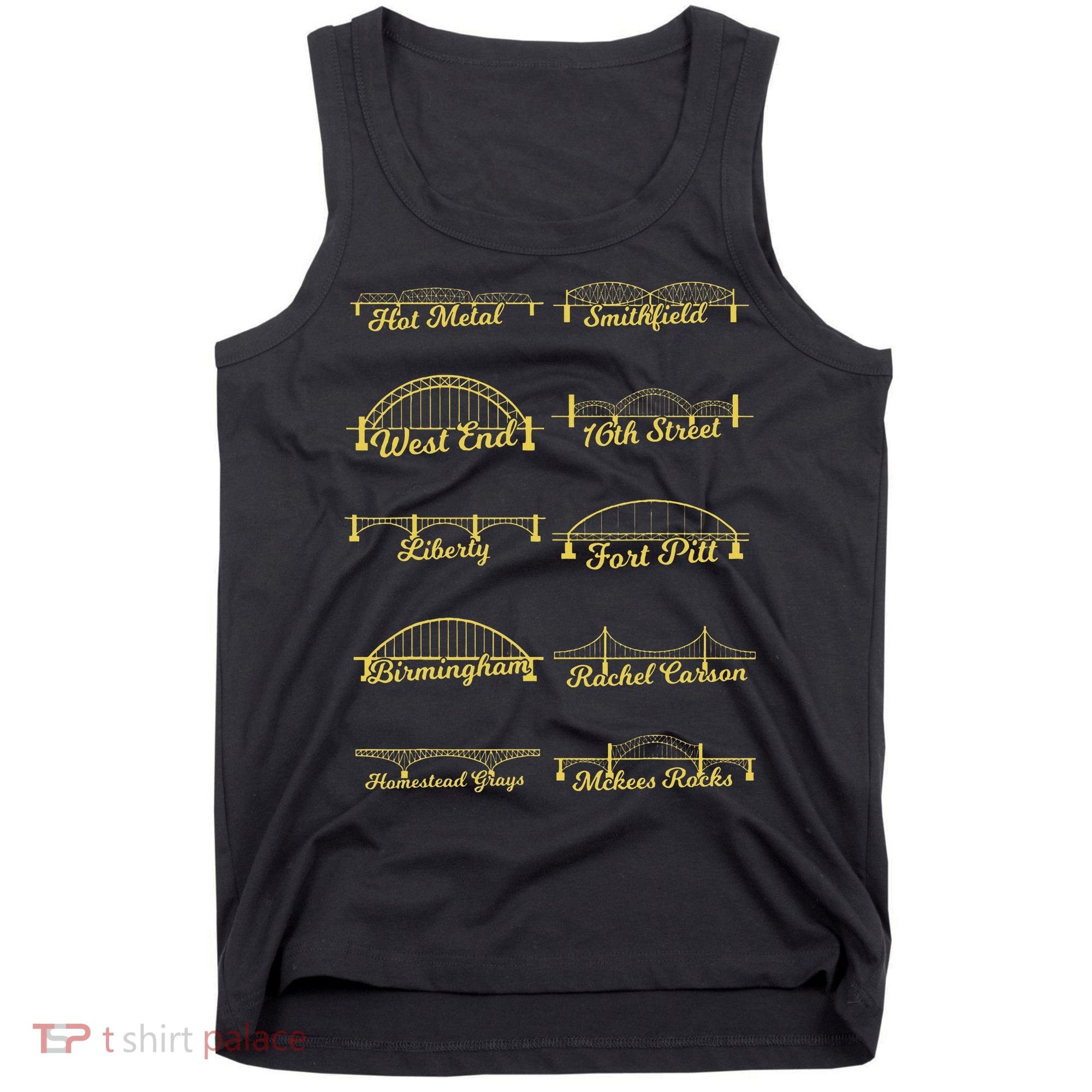 Steel City Of Pittsburgh Bridges 412 Black And Yellow Pgh Tank Top