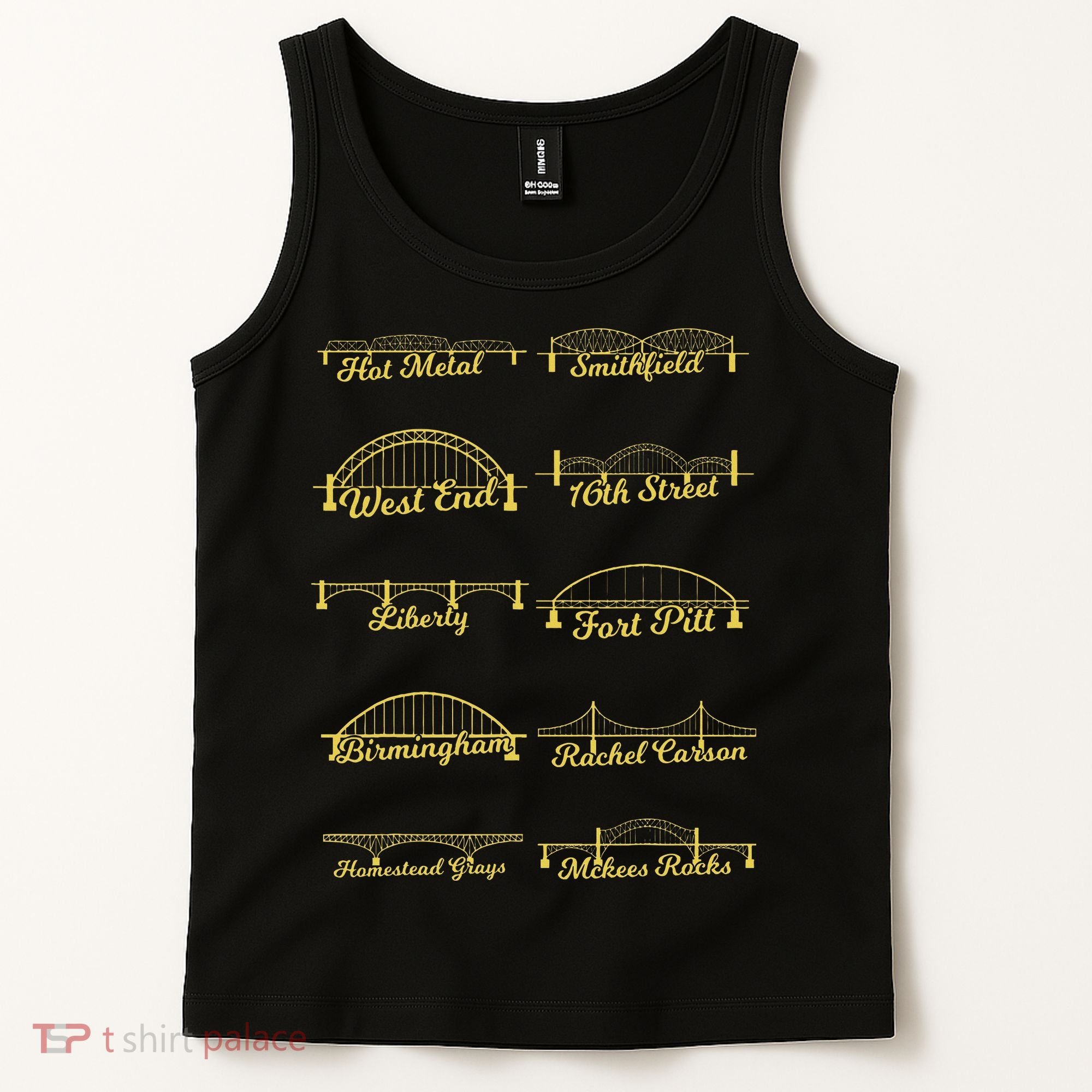 Steel City Of Pittsburgh Bridges 412 Black And Yellow Pgh Tank Top