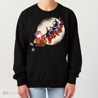 Santa Claus On Christmas Sleigh Pulled By Reindeer Gift Women's Sweatshirt thumb 0
