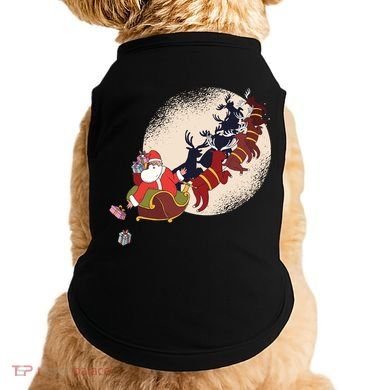 Santa Claus On Christmas Sleigh Pulled By Reindeer Gift Doggie Tank