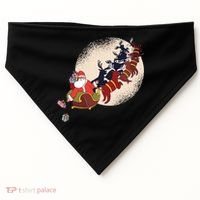 Santa Claus On Christmas Sleigh Pulled By Reindeer Gift USA-Made Doggie Bandana thumb 0