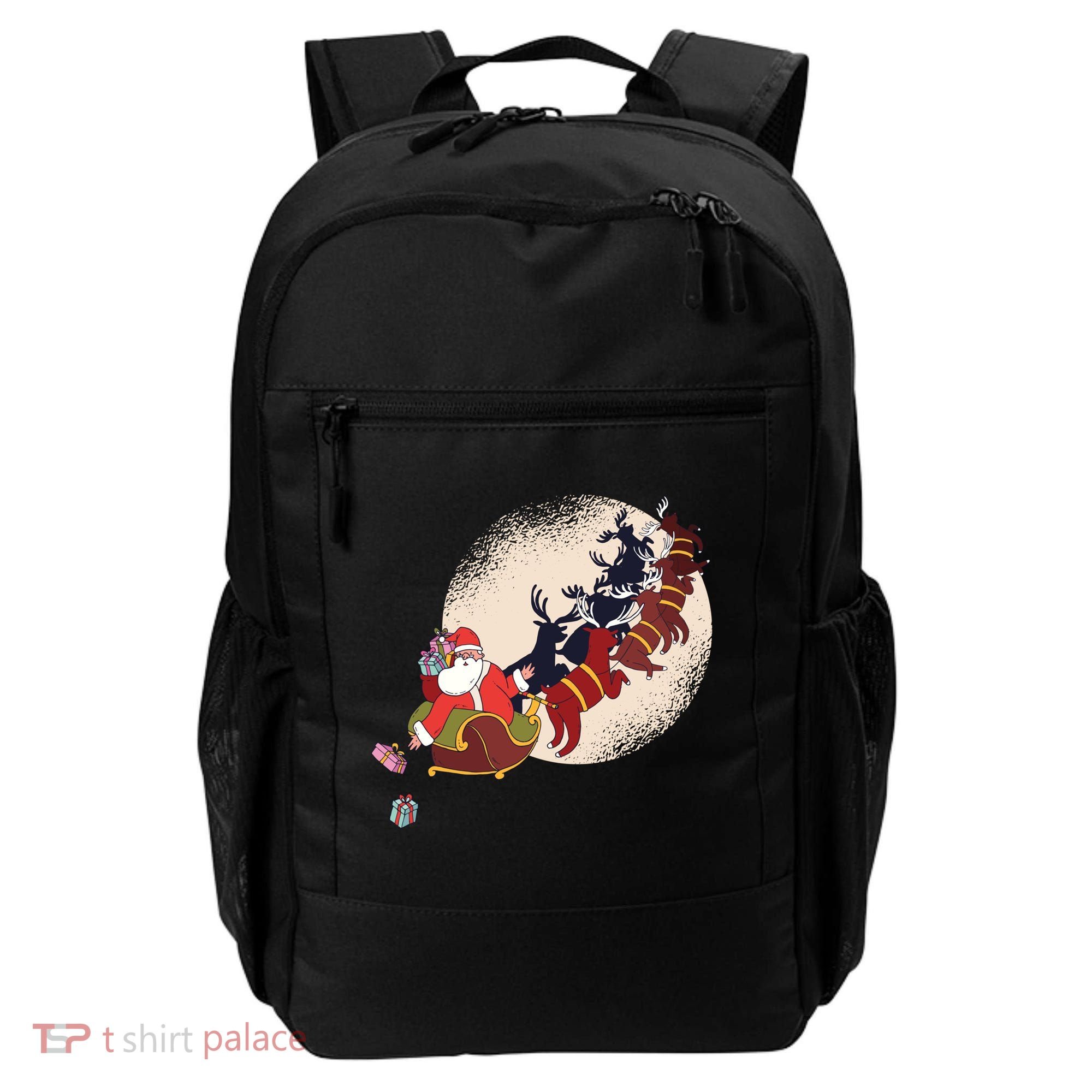 Santa Claus On Christmas Sleigh Pulled By Reindeer Gift Backpack