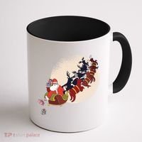 Santa Claus On Christmas Sleigh Pulled By Reindeer Gift Coffee Mug thumb 1