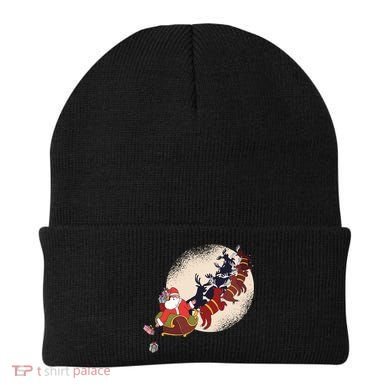 Santa Claus On Christmas Sleigh Pulled By Reindeer Gift Beanie