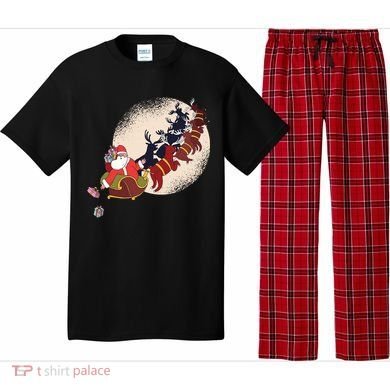 Santa Claus On Christmas Sleigh Pulled By Reindeer Gift Pajama Set