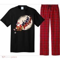 Santa Claus On Christmas Sleigh Pulled By Reindeer Gift Pajama Set thumb 0