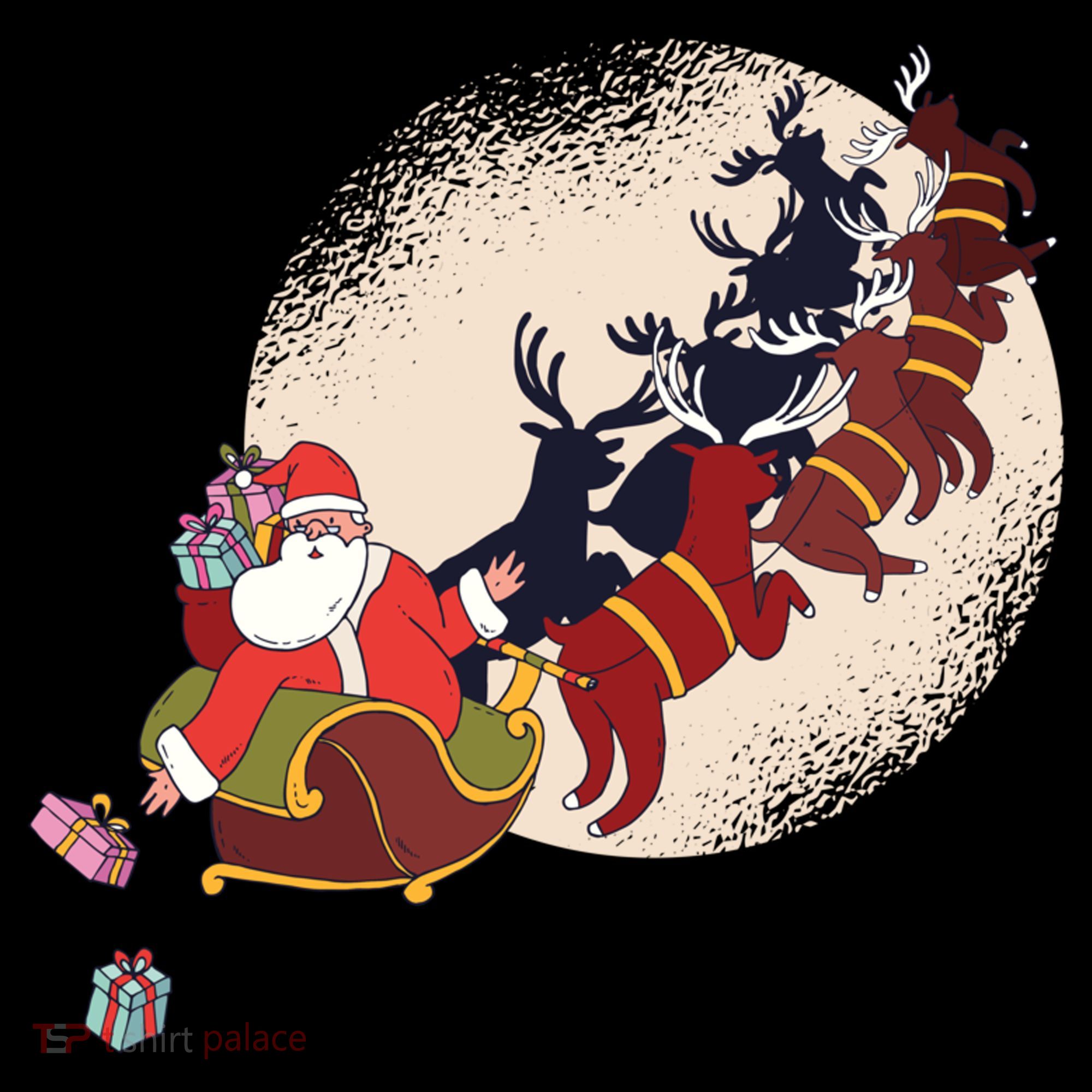 Santa Claus On Christmas Sleigh Pulled By Reindeer Gift Women's Hoodie