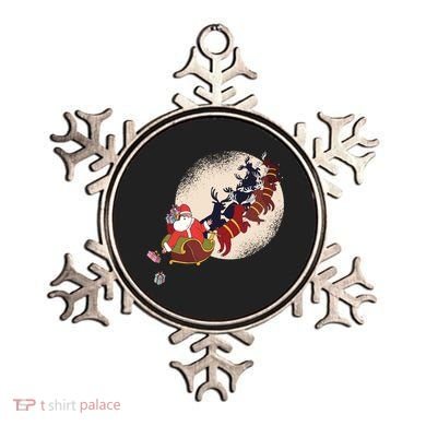 Santa Claus On Christmas Sleigh Pulled By Reindeer Gift Ornament