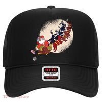 Santa Claus On Christmas Sleigh Pulled By Reindeer Gift Hat thumb 0