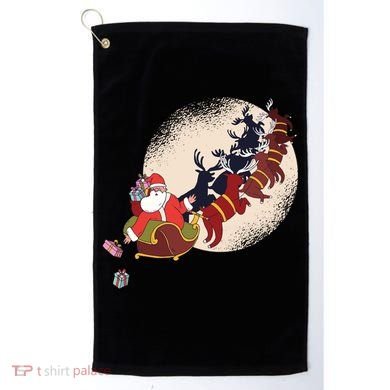 Santa Claus On Christmas Sleigh Pulled By Reindeer Gift Golf Towel