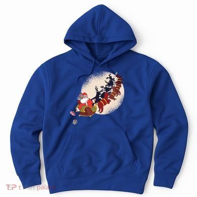 Santa Claus On Christmas Sleigh Pulled By Reindeer Gift Hoodie