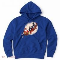 Santa Claus On Christmas Sleigh Pulled By Reindeer Gift Hoodie thumb 0