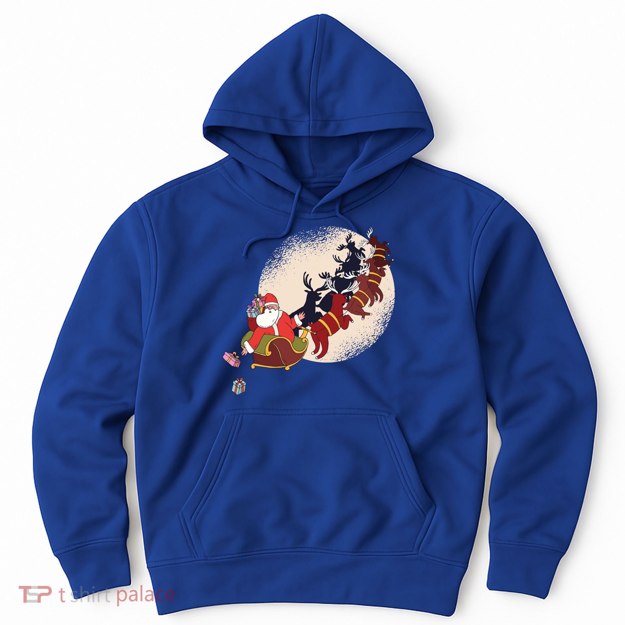 Santa Claus On Christmas Sleigh Pulled By Reindeer Gift Hoodie