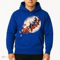 Santa Claus On Christmas Sleigh Pulled By Reindeer Gift Hoodie thumb 2
