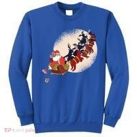 Santa Claus On Christmas Sleigh Pulled By Reindeer Gift Sweatshirt thumb 0