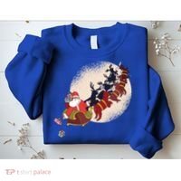 Santa Claus On Christmas Sleigh Pulled By Reindeer Gift Sweatshirt thumb 2