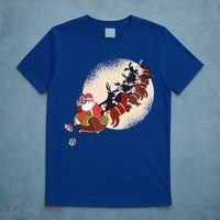 Santa Claus On Christmas Sleigh Pulled By Reindeer Gift T-Shirt thumb 5