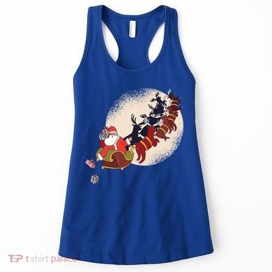 Santa Claus On Christmas Sleigh Pulled By Reindeer Gift Women's Tank Top