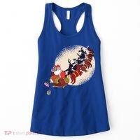 Santa Claus On Christmas Sleigh Pulled By Reindeer Gift Women's Tank Top thumb 0