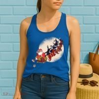 Santa Claus On Christmas Sleigh Pulled By Reindeer Gift Women's Tank Top thumb 2