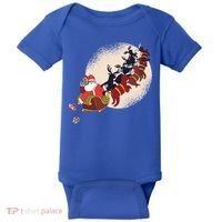 Santa Claus On Christmas Sleigh Pulled By Reindeer Gift Baby Bodysuit thumb 0