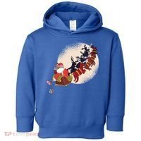 Santa Claus On Christmas Sleigh Pulled By Reindeer Gift Toddler Hoodie thumb 0