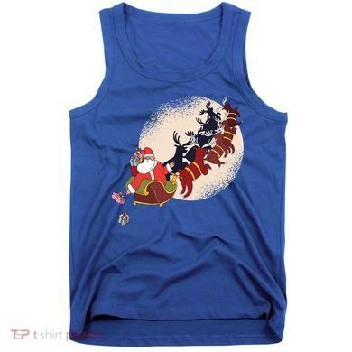 Santa Claus On Christmas Sleigh Pulled By Reindeer Gift Tank Top